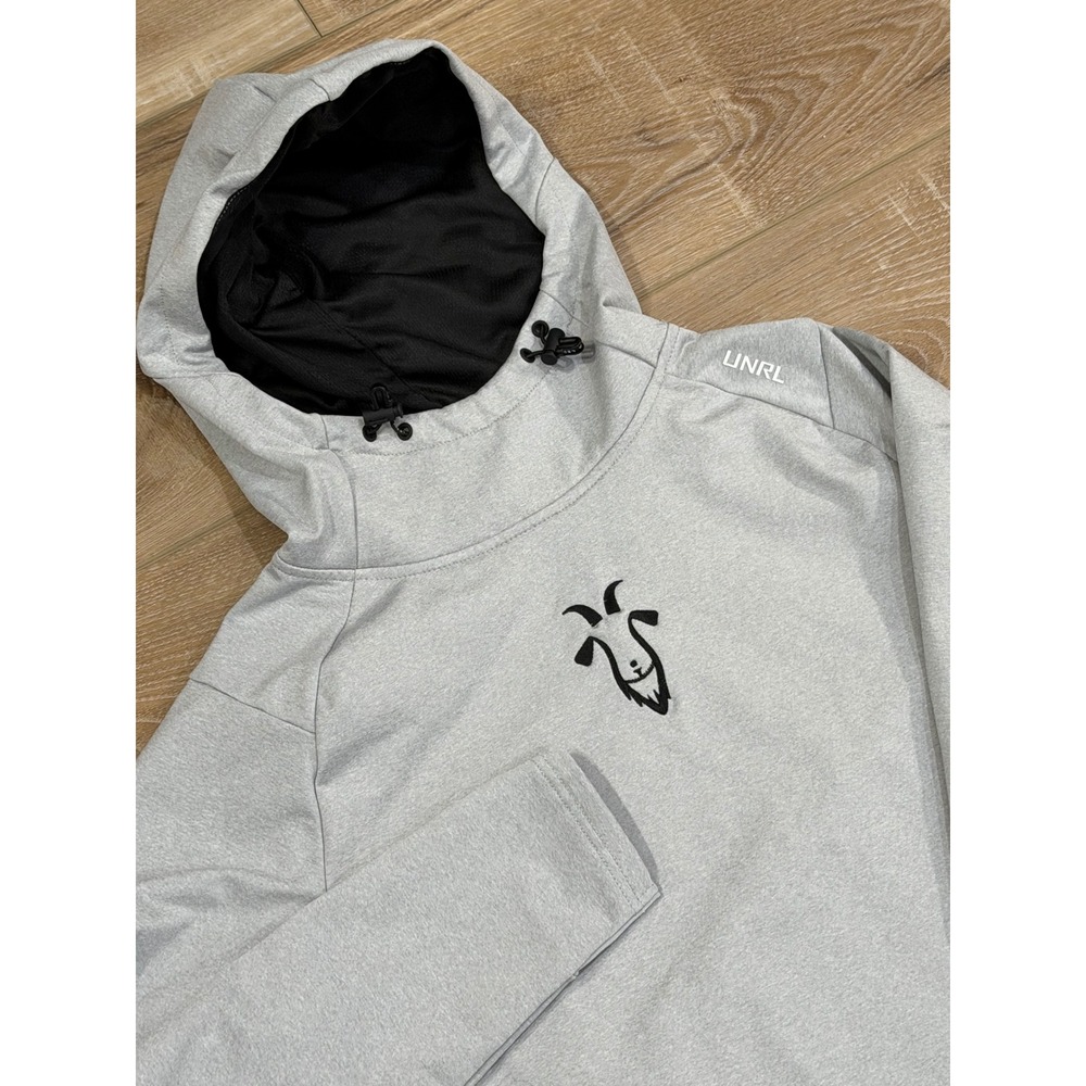 UNRL Goat Logo  Crosssover Hoodie Men's Size S Light Gray Pullover Athletic